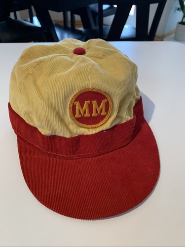 Vinage Minneapolis Moline MM Corduroy Cloth Hat Cap Truckers Ear Flaps Union Tag