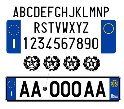 kit completo adesivi Targa Auto posteriore carattere e dimensioni come originali - Immagine 1 di 4