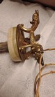 Mid-Century Alabaster Onyx Marble Lamp Ornate Brass Dolphin Foot Base — photo 4