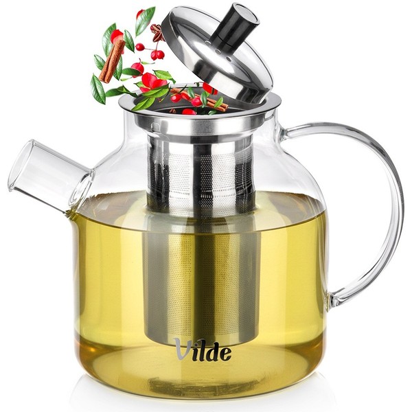 Teekanne Teebereiter Teesieb Glas HitzebestäNdig Mit Siebeinsatz 1.2L-image
