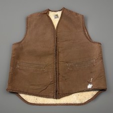 Vintage 1980s Carhartt Brown Canvas Sherpa Lined Vest Large