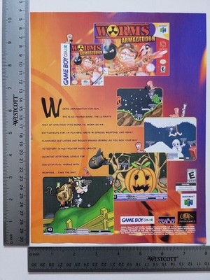Worms Armageddon N64 Advertisment Original Print Ad / Poster Game Gift Art