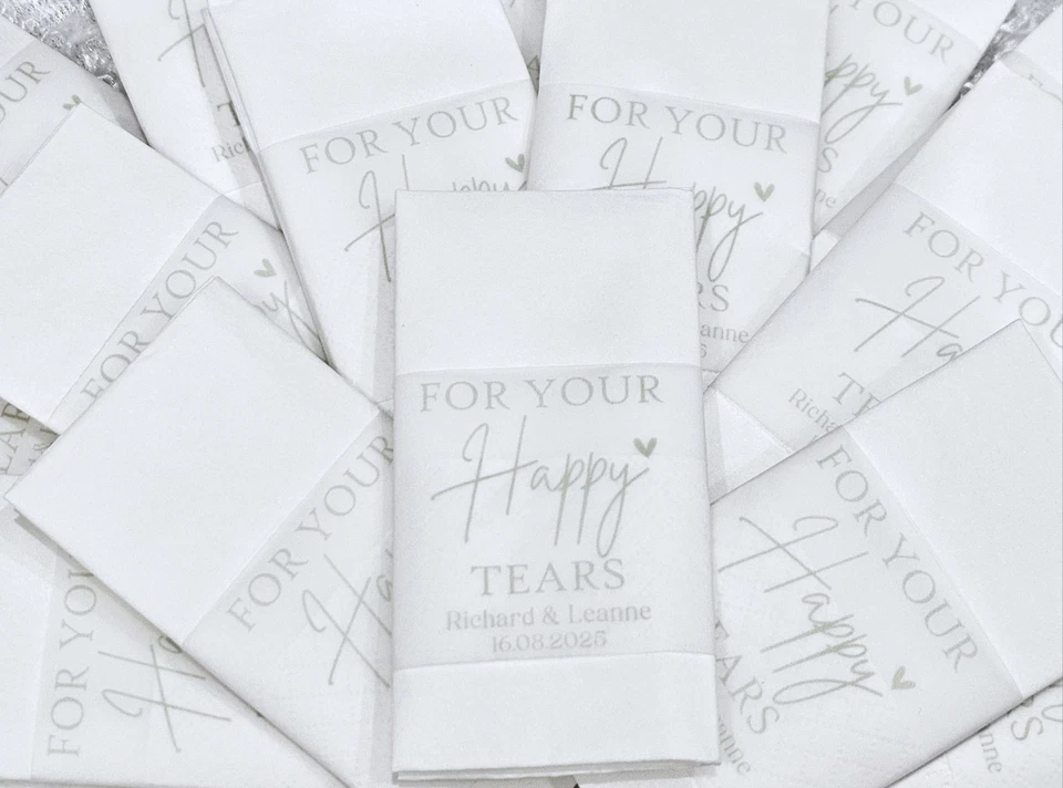 Personalised Tissue Wedding Favour Happy Tears Bride Groom Bridesmaid 3x Tissues - Image 4 of 4