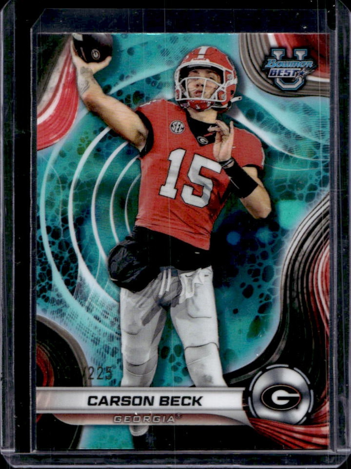 2024 Bowman Best U Carson Beck Aqua Refractor #128/225 Bulldogs