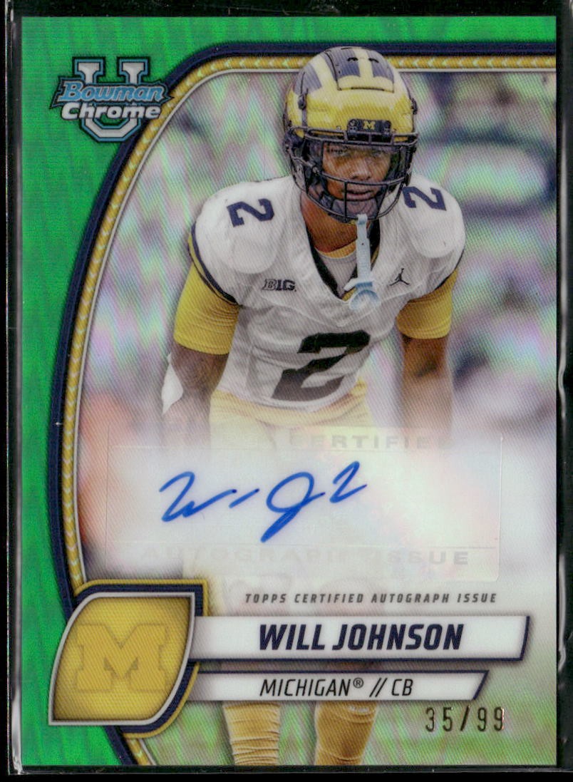 2024 Bowman U Chrome #PA-WJO Will Johnson Prospect Auto Green Refractor #/99