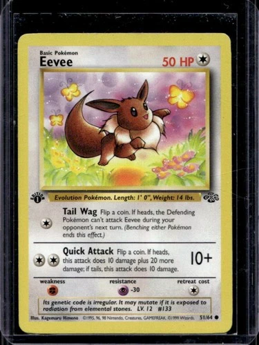 1999 Pokemon Jungle 1st Edition Eevee #51/64