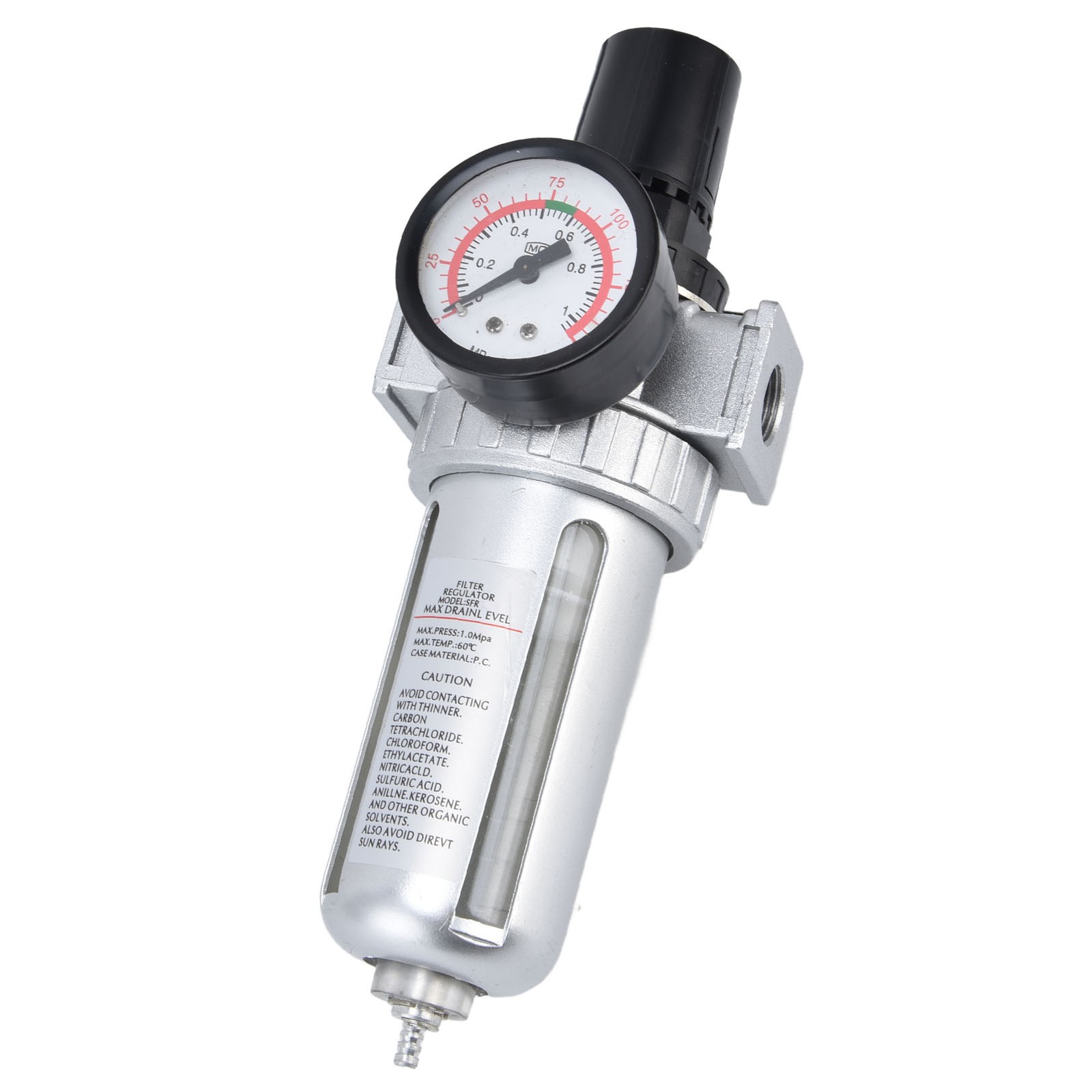 Compressed Air Filter Regulator Combo Pressure Gauge Kit Water Separator For