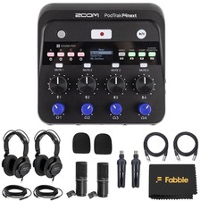 Zoom PodTrak P4next Portable Multitrack Podcast Recorder Bundle
