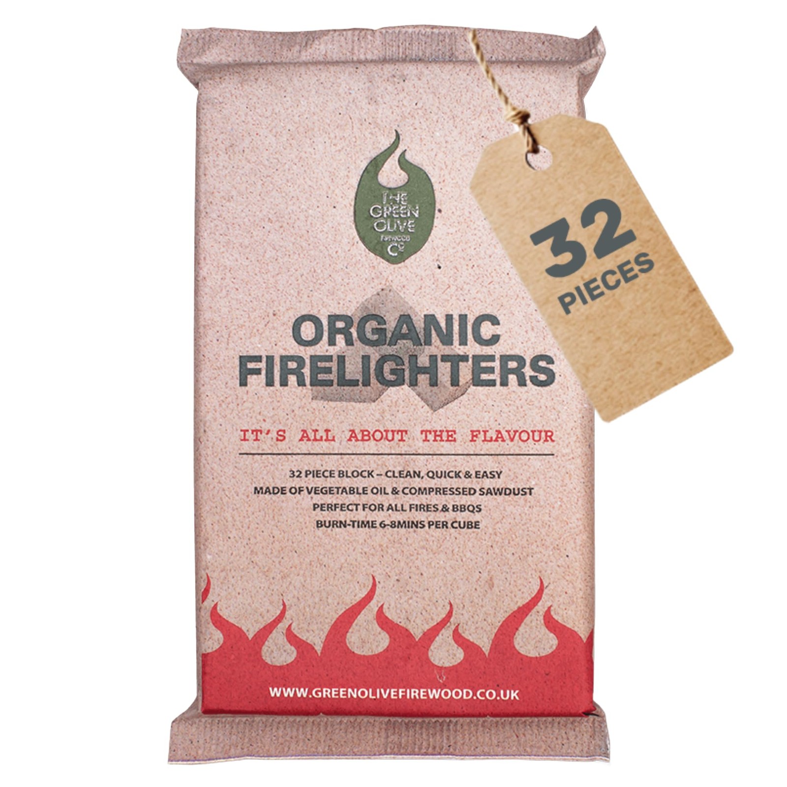 Natural Organic Fire lighters - 1 Pack of 32 Sustainable Wood Firelighters 4690₽