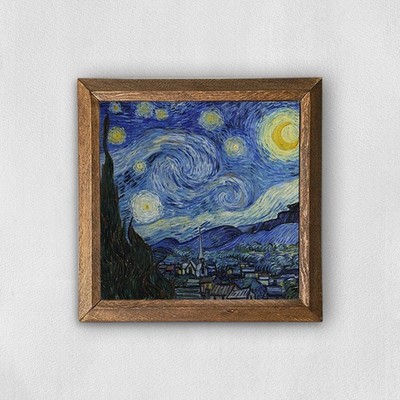 Van Gogh Die Sternennacht Naturstein Wandbild Handarbeit Holzrahmen Geschenk