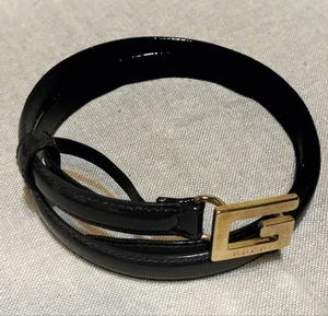 Ceinture GUCCI cuir gris anthracite boucle G logo quincaillerie doré femme U3891