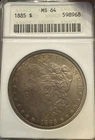 1885 P Morgan Silver Dollar ANACS MS64 (Old Holder) Golden 🌈 Toned ✨