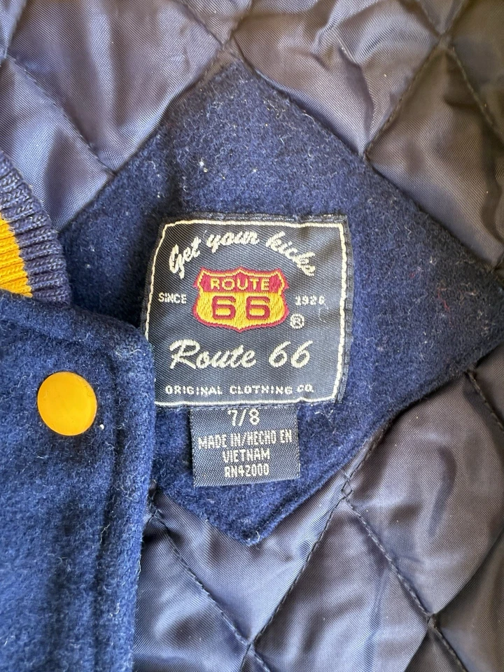 Route 66 Vintage Jacket Boys Youth 7/8 All Stars Bomber Wool Leather - Image 3 of 4