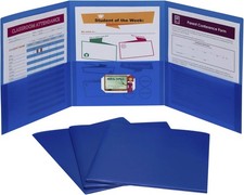 3-Pocket Tri-Fold Heavyweight Poly Portfolios Blue Box of 24 33945-24 