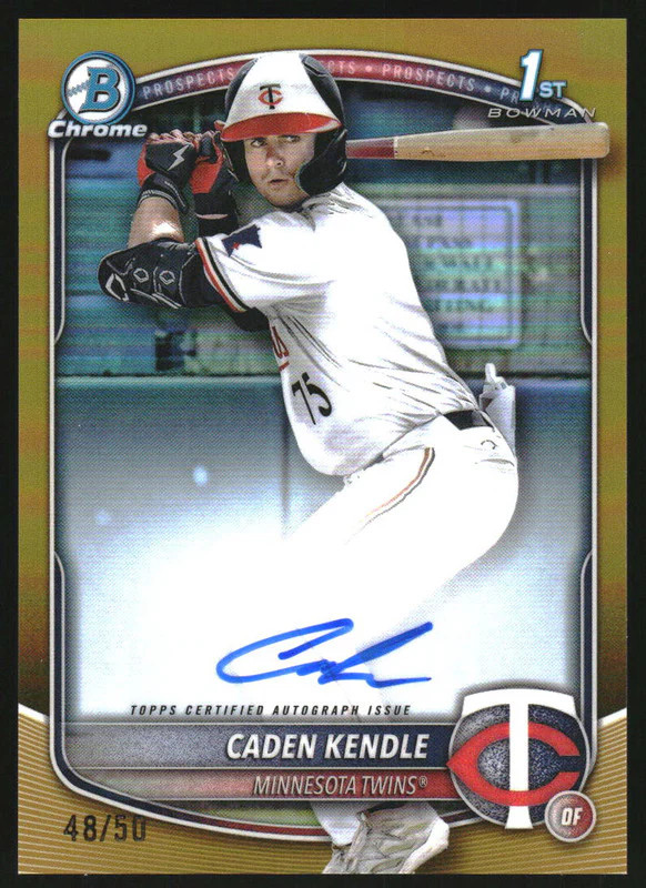 2025 Bowman Chrome Autographs Gold Refractor #CPA-CKE Caden Kendle RC Auto /50