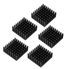 Aluminum Heatsink Cooler Circuit Board Cooling Fin Black 25x25x10mm 5 Pcs