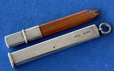 Antique sterling silver pencil holder with pencil hallmarked Chester 1901