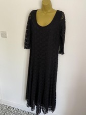 Nightingale Women’s Black Lace Maxi Dress With 3/4 Sleeves Size 18