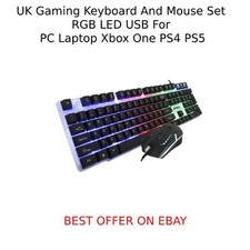 GK100 Gaming LED USB Gaming Keyboard And Mouse Set For PC Laptop PS4 Xbox One UK