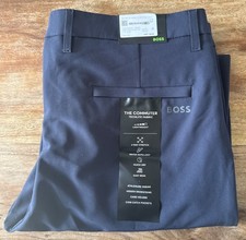 New Hugo Boss T Commuter Tech Slim Stretch Trouser In Dark Blue Size XL /52