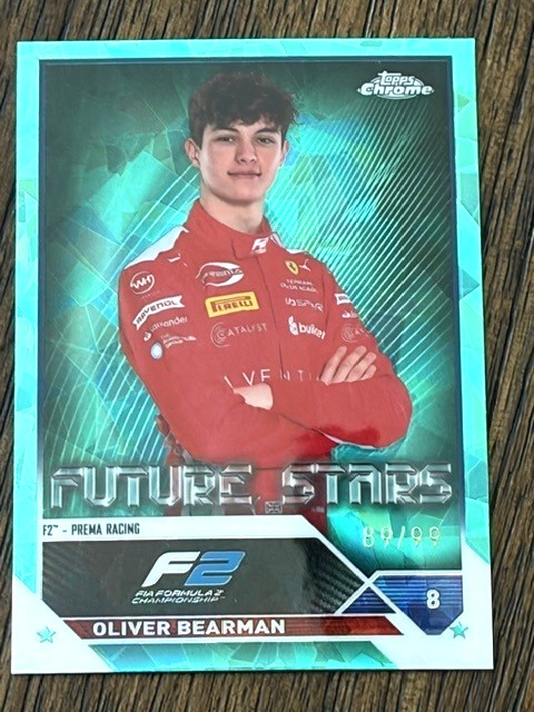 2023 Topps Chrome Sapphire F1 Aqua Refractor /99 #71 Oliver Bearman Rookie