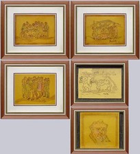 ARTE BRESCIANA: piccola collezione di 5 caricature di Angelo Muchetti in cornice