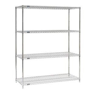(100)HEAVY DUTY INDUSTRIAL WIRE SHELF SHELVING-QUICK SHIP-STAINLESS STEEL FINISH - Picture 1 of 2