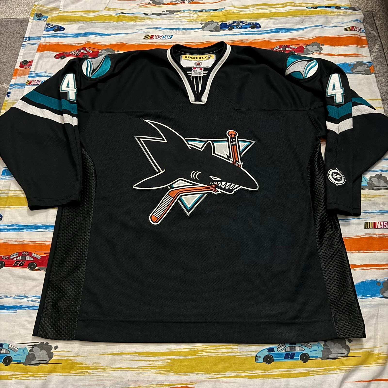 Vintage San Jose Sharks x Brett Favre #4 Autographed KOHO Jersey / Adult XL