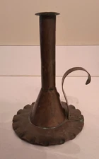 Antique Primitive Copper Handmade Candlestick, Candle Holder