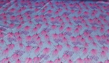 100 Silk Fabric Luxury Pink Flower print Sky blue satin Silk Made in Korea 44"