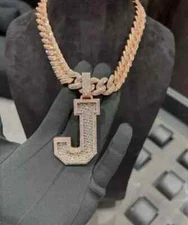 3Ct Baguette Cut Real Moissanite Custom Letter Pendant 14K Yellow Gold Plated