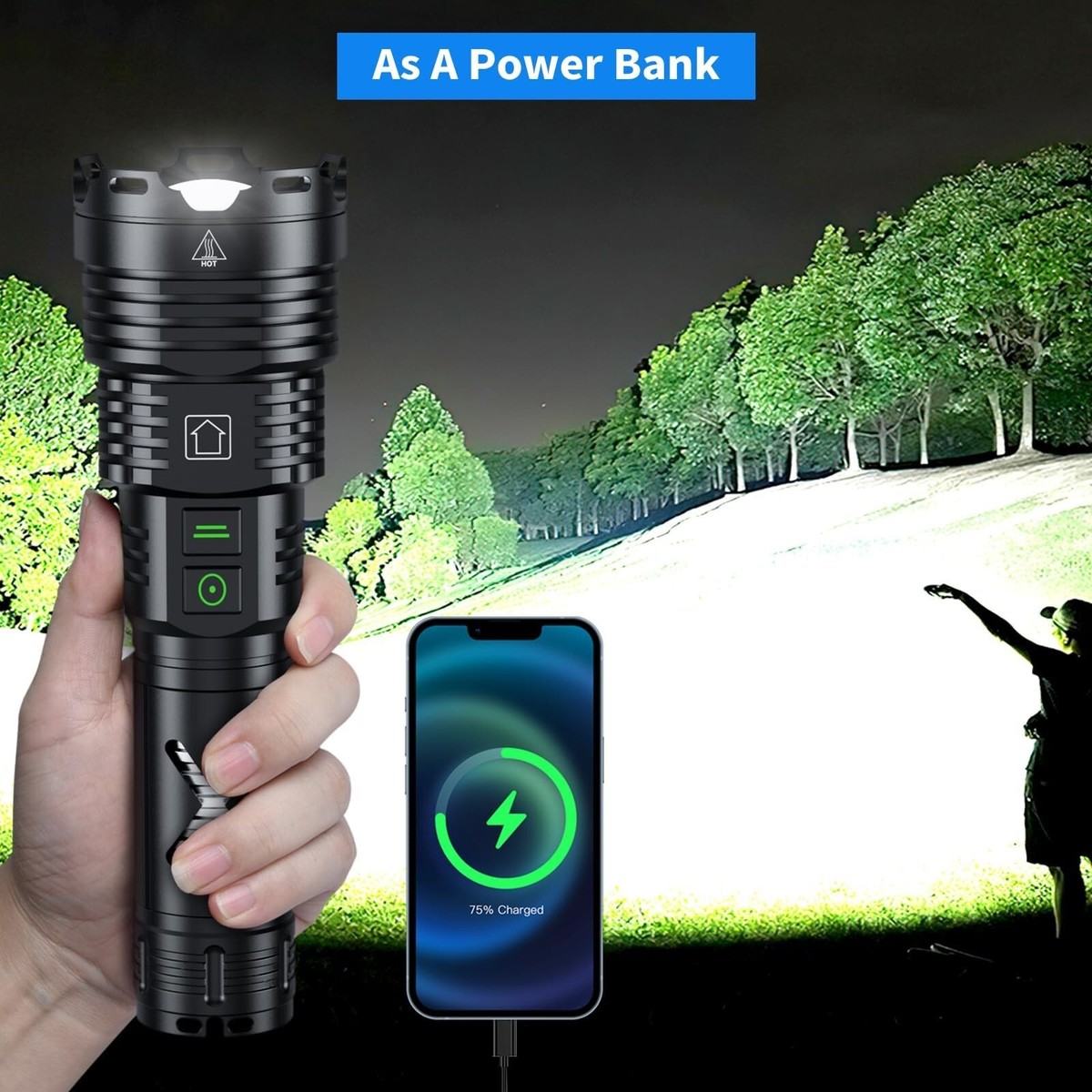 Kwznob Rechargeable LED Flashlight 990,000 High Lumens, Super Bright