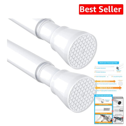 Durable 2 Pack Adjustable Spring Tension Rods 45-77 Inch – Stylish ...