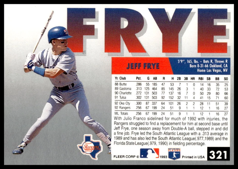 1993 Fleer #321 Jeff Frye - Image 2 of 2