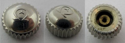 Omega crown NAIAD logo in stainless 
