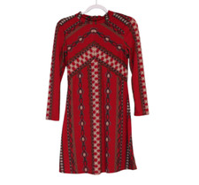 Free People Mini Dress XS Boho Gypsy Long Sleeve Knit Hippie Festival Stretch