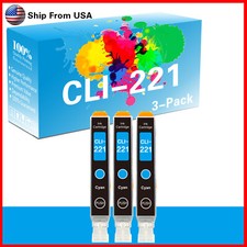 3PK CLI221 CLI-221 Cyan Ink Cartridge for MP560 MP620 MX860 MX870 Printer