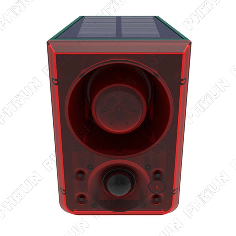 Luz de sirena de alarma con sensor de movimiento solar con control remoto para hogar granja patio Foto 2 de 4