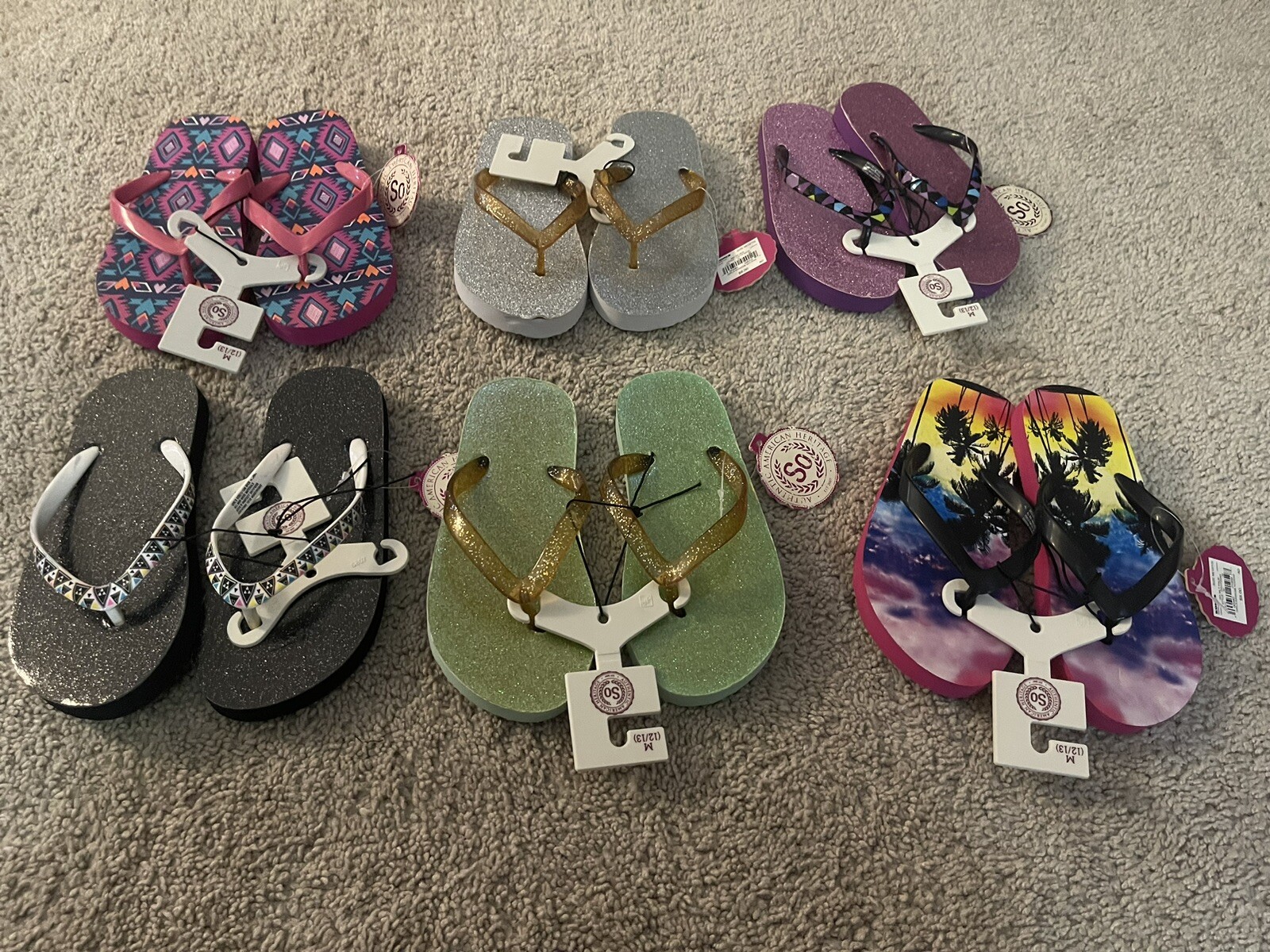 Lotto di 6 nuove scarpe infradito per ragazza taglia 12 13