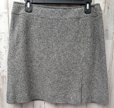 J Jill Gray Tweed Skirt Womans 12P Office Preppy City Neutral Capsule USA Made