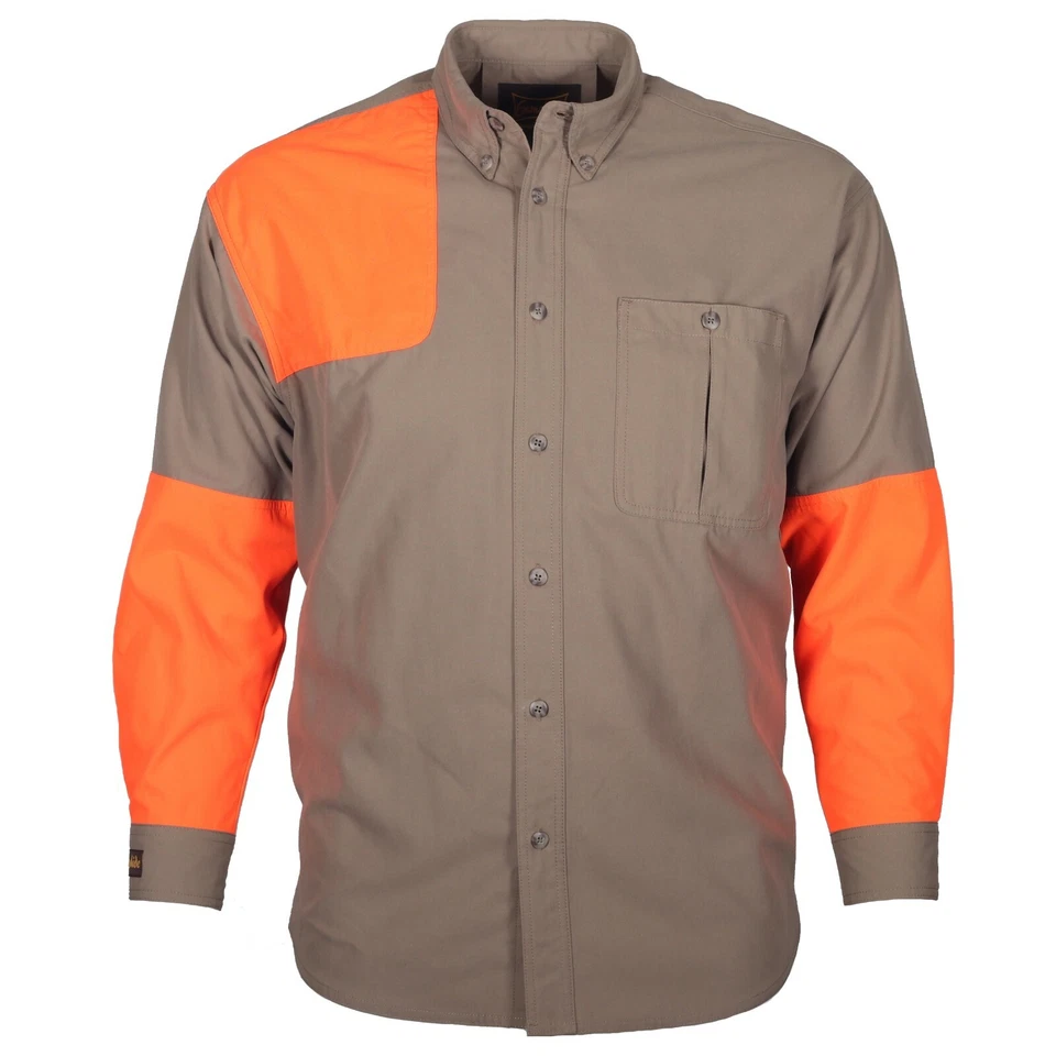 Gamehide Men's Long Sleeve Upland Field Shooting Shirt - Tan/Blaze Orange