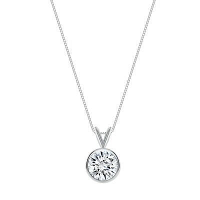 2,75 ct runder, im Labor hergestellter Diamant massiv 14 K Weißgold Einfassung Anhänger Halskette