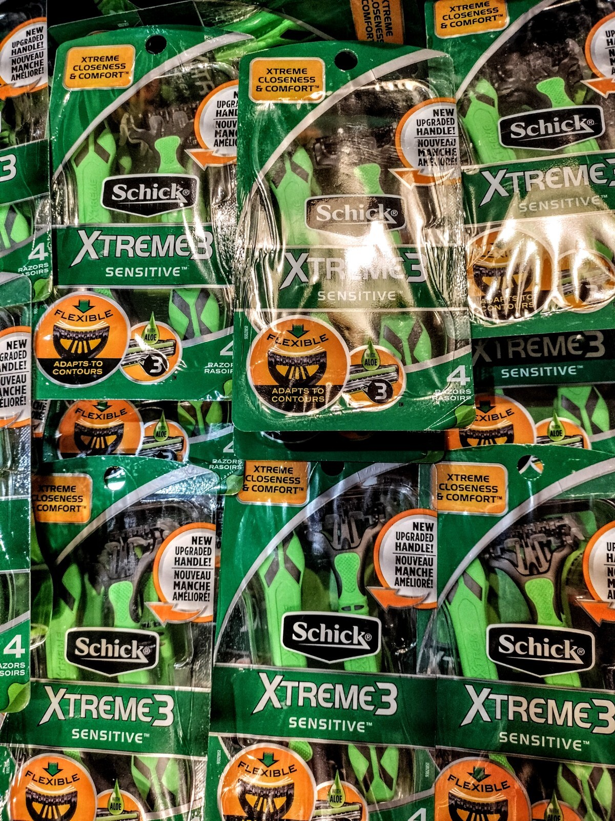 Three 4-Packs Men's Schick Xtreme3 Sensitive 3 Razors Flexible Aloe Brand New