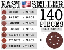 5” Sanding Discs Hook & Loop 140pc Set Assorted Grits 60/80/120/180/240/320/400 0.28 per gallon