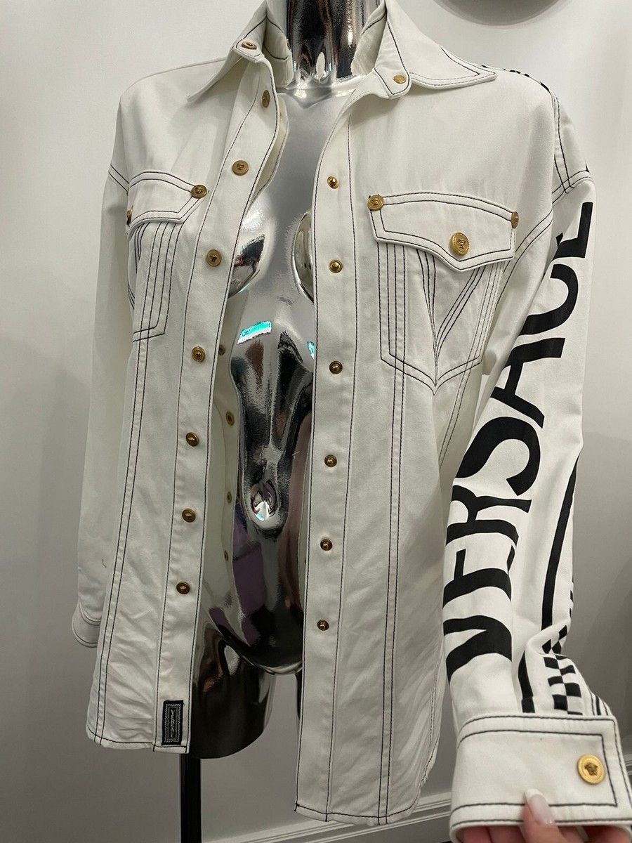 新品タグ付き VERSACE ホワイト 白 ジャケット ブルゾン 48 Lサイズ 25SS NEW】VERSACE_men / BOMBERKA STYLE ブルゾンジャケット