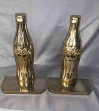 VINTAGE Coca Cola ® Trademark  Coke Brass Bookends 1997 Pair Of 2