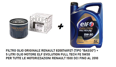 Oil Filter Genuine + 5L Oil Elf Full Tech 5W30 Renault 1500 DCI 1900 DCI