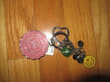 Aeropostale Pink/Silver Round/Heart Key Rings 2 Charm Attachments KeyChain NWT