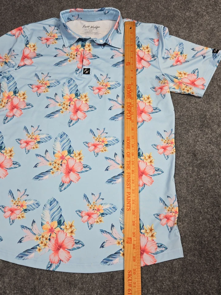 Camisa Polo Cuña Completa Para Hombre Grande Colorida Floral AOP Golf Elastizada S/S Foto 4 de 4