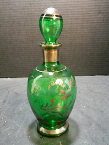 Set Decanter Cordiale Vintage 5 Pezzi Argento Sterling Sovrapposizione Verde Italia Ottimo - Foto 5 di 17